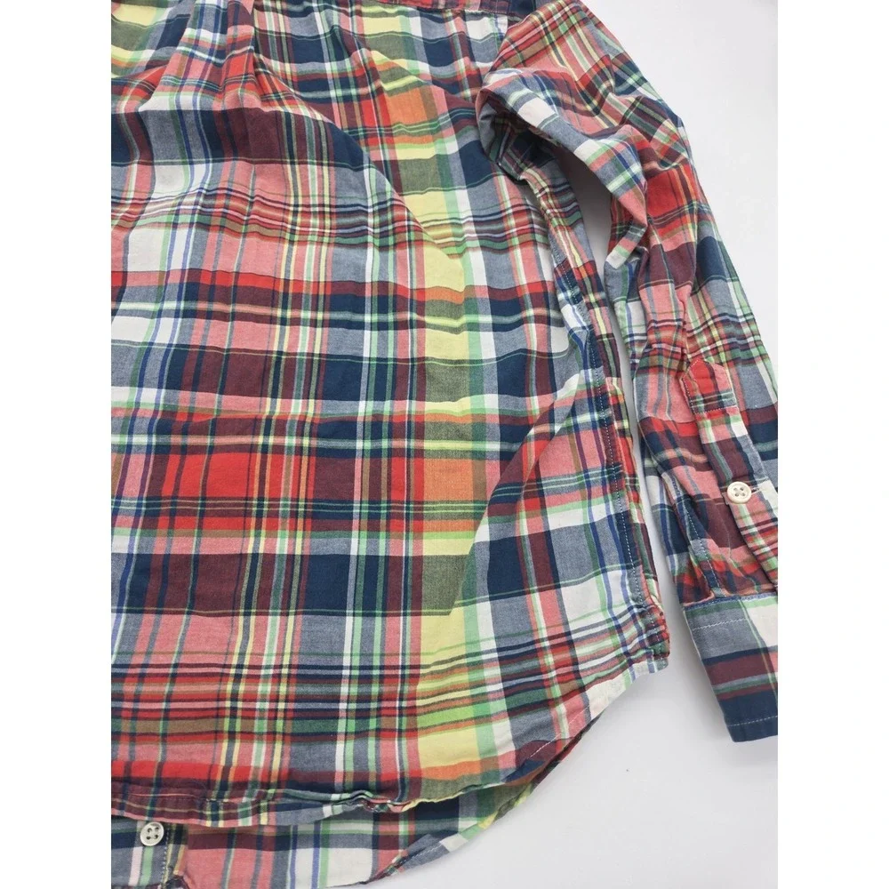 Ralph Lauren Boys M (12-14) Button Shirt Collared Casual Plaid Long Sleeve Y2K